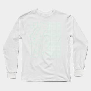 Abstract Outline Grid Mint Green Long Sleeve T-Shirt